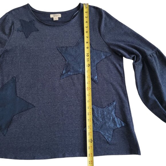 Style and Co Sequin Stars Embellished Women's Log Sleeve Top Size XL - Picture 5 of 5